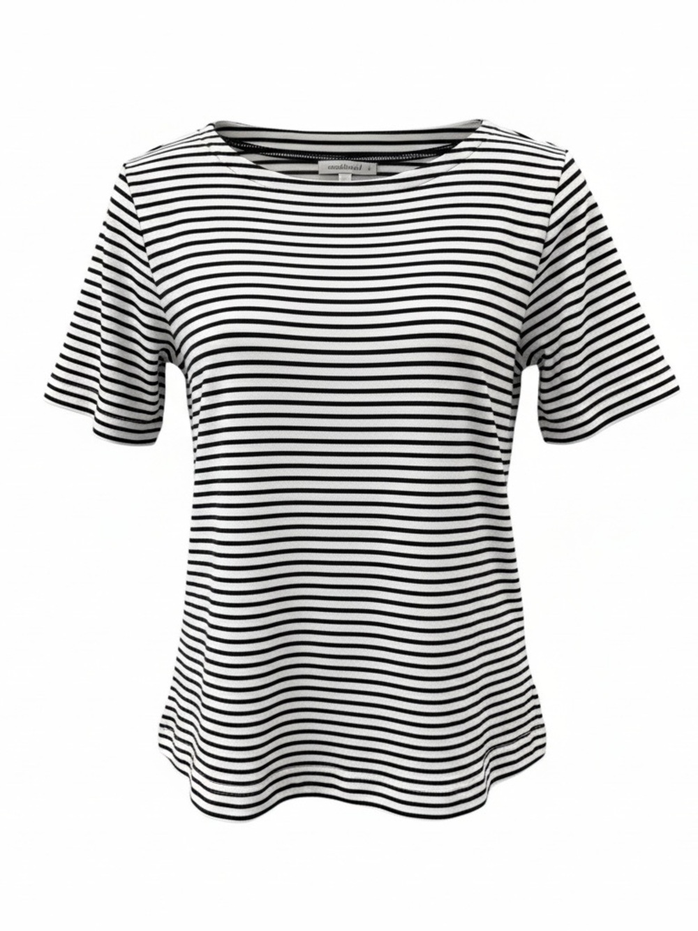 Chico's Black & White Striped Short Sleeve Tee